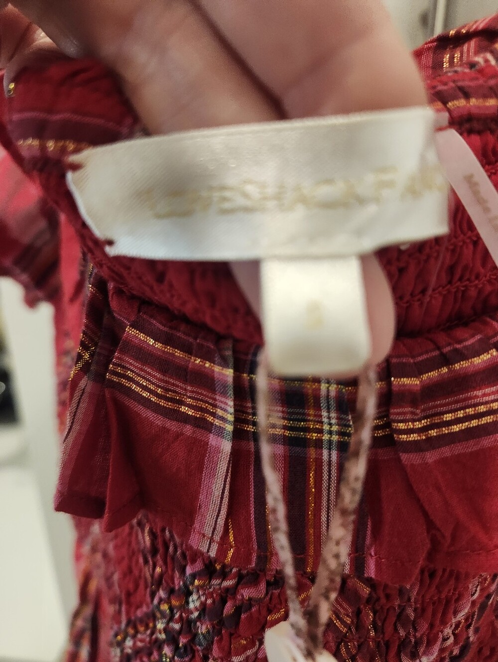 LoveShackFancy LondonTartan Gerania Red Plaid Smocked Midi Dress Sz S NWT - Picture 11 of 15